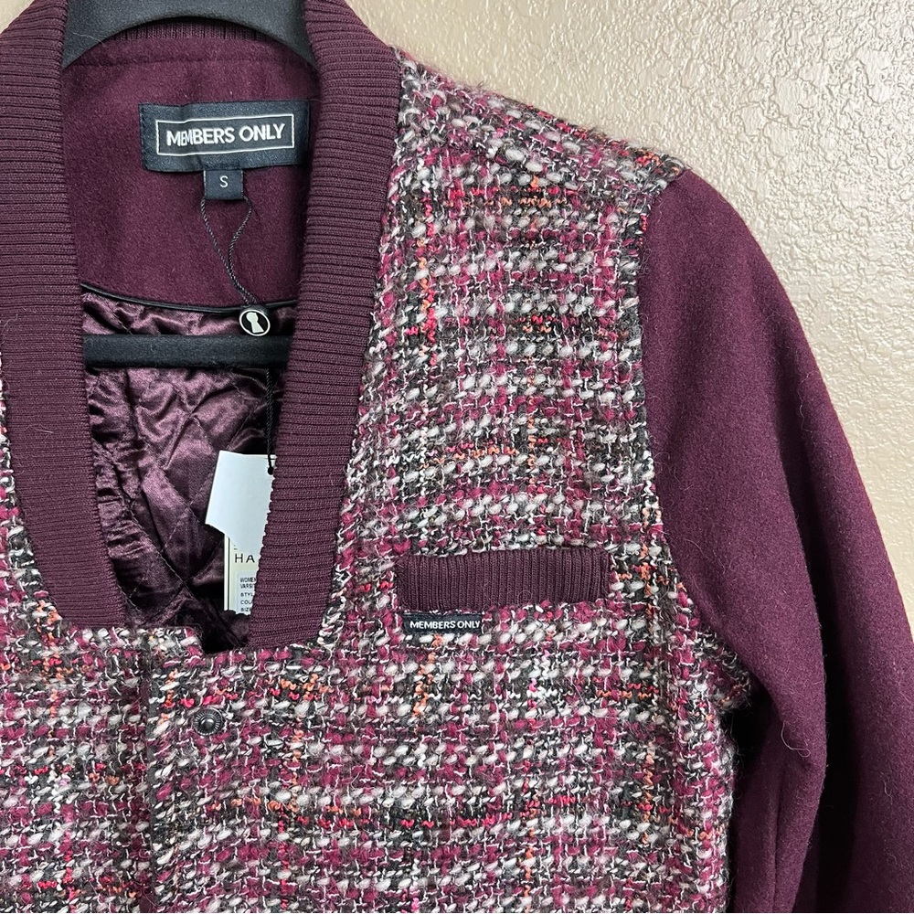 NWT Members Only Burgundy Tweed Jacket - Picture 4 of 9